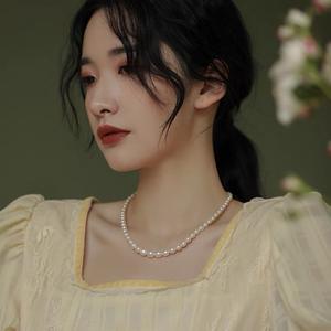 สร้อยคอมุกน้ำจืดธรรมชาติสำหรับผู้หญิง ขนาดไล่ระดับ ตัวเรือนเงินแท้ S925 สร้อยคอแบบเส้นยาวคล้องคอ - Product Image 1