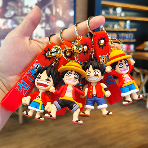 Llavero de goma suave con dibujos animados encantadores, llavero de 1 pieza, muñeca 3D, colgante de Luffy, llaveros, venta al por mayor, llaveros de regalo promocionales - Product Image 1