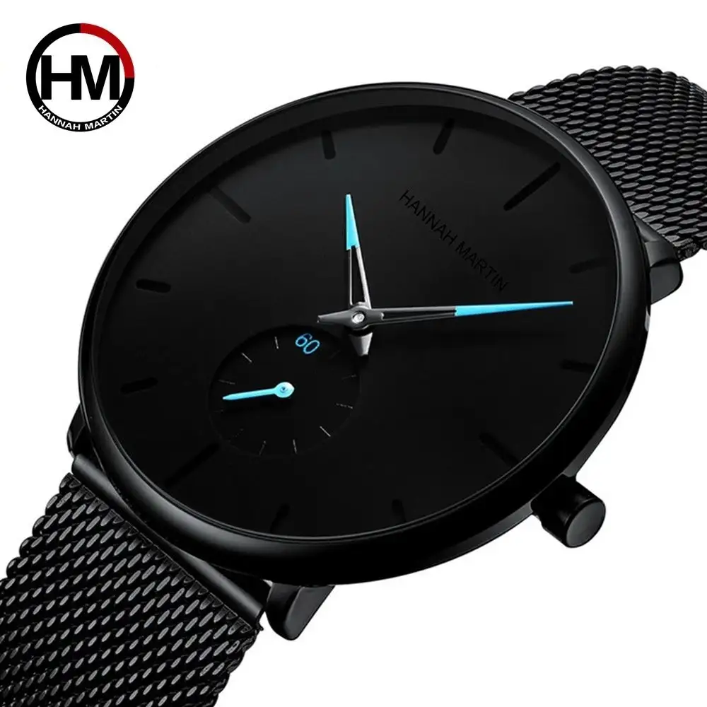 Hannah Martin 2140 Minimalist Mens Luxury Watch Quartz Watches Wristwatches Ultra Thin Stainless Steel Custom Men Watch