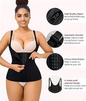 Faja Reductora de Neopreno con 2 Varillas de Acero, Top Ajustable con Cremallera y Hebilla para Moldear la Cintura y el Abdomen