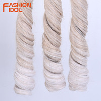 Extensions de cheveux synthétiques en fibre haute température, boucles françaises, double trame, 300g, pour tresses au crochet, ondulations lâches