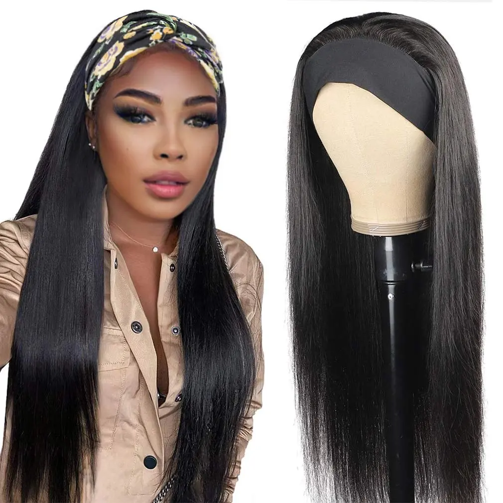 Brazil Nguyên Con Người Trinh Nữ Remy Tóc Headband Tóc Giả Nhà Cung Cấp Bán Buôn Máy Made Không Ren Glueless Tóc Giả Phong Cách Tùy Chỉnh