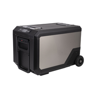 Réfrigérateur portable de camping à double usage DC 12v 24v Réfrigérateur de voiture argenté 50L Compresseur de grande capacité Congélateur de voiture avec roues