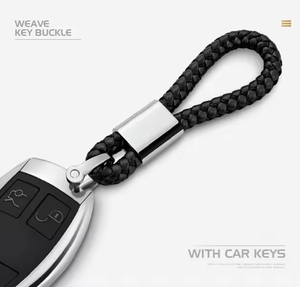 Wholesale Leather Braided <b>Rope</b> Car Keychain High Quality Hand-woven PU Metal Keychain Car Pendant - Product Image 4