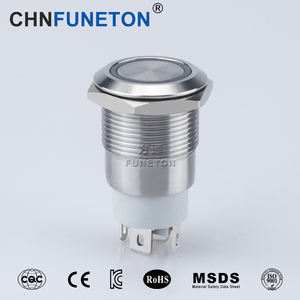 19/22mm 스테인리스 스틸 푸시 버튼 스위치 16A 20A <span class=keywords><strong>250V</strong></span> 1NO IP67 방수 링 LED 라이트 잠금/순간 작동 - Product Image 2