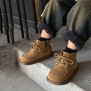 Botas <span class=keywords><strong>Chelsea</strong></span> Estilo Coreano para Niños y Niñas, Forradas <span class=keywords><strong>de</strong></span> Felpa para Invierno, con Suela Suave <span class=keywords><strong>de</strong></span> Algodón Esmerilado, Botas Planas Cómodas para Hombre - Product Image 6