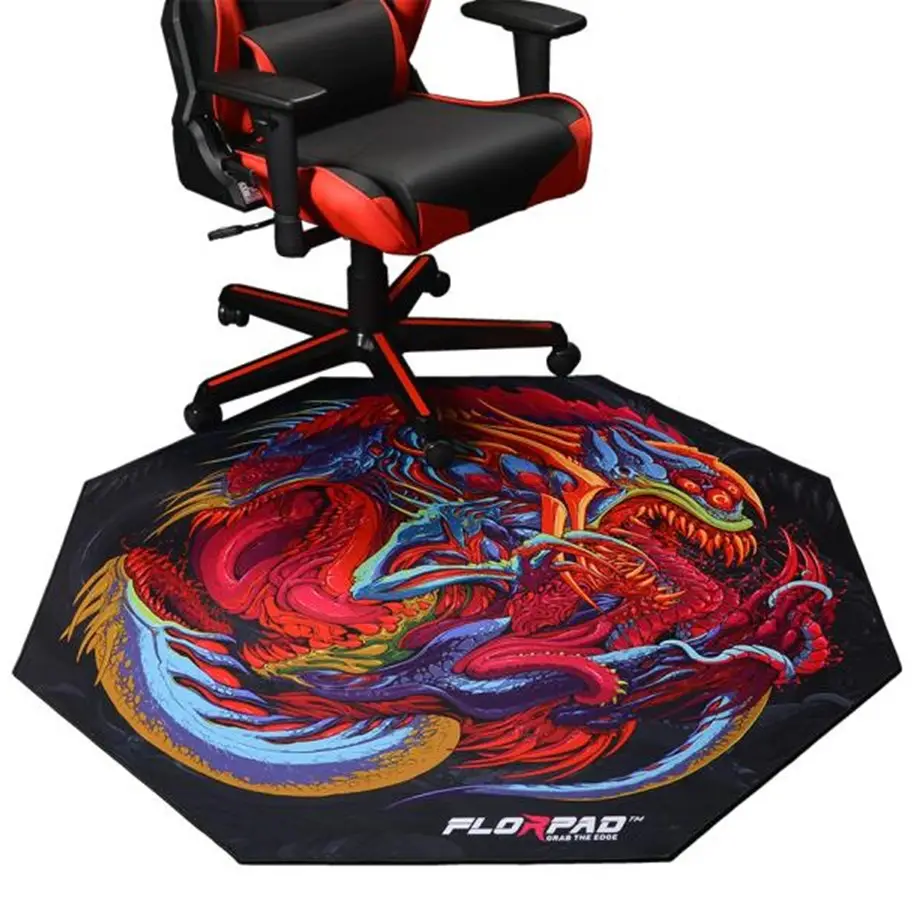 사용자 정의 인쇄 로고 게임 바닥 매트 의자 카펫 미끄럼 방지 PVC 롤링 의자 바닥 매트