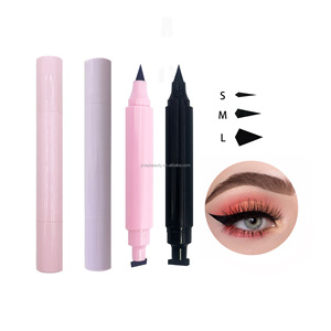 Tampons à double tête colorés 2 en 1 pour le maquillage des yeux, logo personnalisé biologique, taille S M L, stylo eyeliner liquide végétalien - Product Image 1