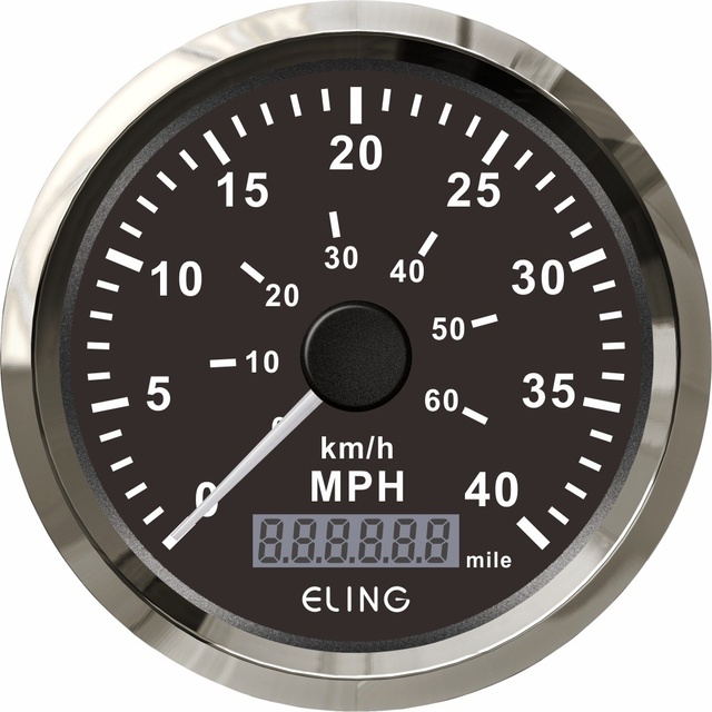 85mm Pointer GPS Speedometer Mileage Adjustable MPH Outer Ring KM/H Inner Ring Silver/Black Modified Car Boat Universal