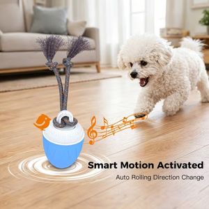Balle interactive intelligente pour chien avec corde à plumes, activée par le mouvement automatique pour chiens - Product Image 1