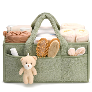 Panier de rangement <span class=keywords><strong>pour</strong></span> couches de bébé, sac à couches en polaire Teddy, organisateur <span class=keywords><strong>pour</strong></span> <span class=keywords><strong>table</strong></span> à <span class=keywords><strong>langer</strong></span> - Product Image 1