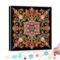 Kit de peinture au diamant 5D encadré LS, peinture par points partielle sur toile, peinture au diamant DIY, mandala fait main, décoration de la maison