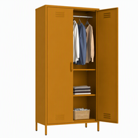 Armoire de chambre élégante à 2 portes battantes, armoire métallique, série couleur claire, personnalisable avec tringles à vêtements solides, pieds et étagères