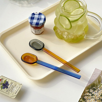 Cuillère à crème glacée en verre coloré personnalisée pour le thé Cuillère à remuer le café Cuillères à remuer en verre pour le café