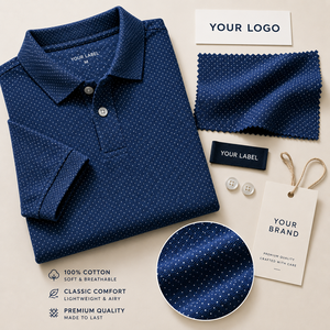 Chemises Polo Homme Manches Courtes Micro Points Premium Décontractées Personnalisables Logo Privé Fabricant Fournisseur OEM ODM - Product Image 3