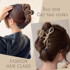 Pinzas de Pelo Grandes con Diseño de Lazo en Spray Mate, Estilo Maillard, Pinzas de Pelo de Plástico con Forma de Mariposa para Mujer - Product Image 2