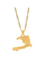 Carte du pays Haïti Plaqué or 18 carats Colliers de cartes pour femmes et hommes