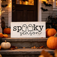 Plaque en bois personnalisée « Ghost », panneau de bienvenue pour Halloween, idéal pour la décoration murale de la porte d'entrée ou des fêtes