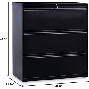 Classeur latéral noir Alera 36 po x 18,63 po x 40,25 po avec 3 tiroirs pour documents de format légal/lettre/A4/A5 - Product Image 1