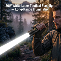 Lampe torche laser blanche puissante de 20 W, torche à très longue portée pour la pêche nocturne, l'aventure en plein air, torche tactique zoomable