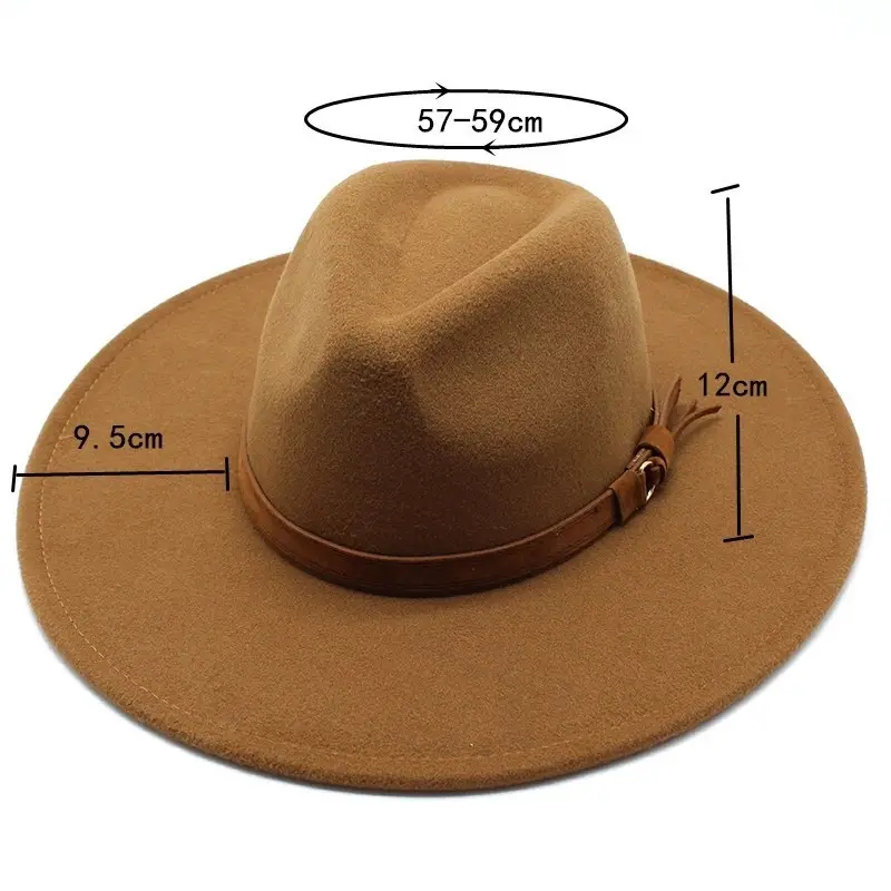 Chapéu tipo fedora, venda quente da moda para mulheres e homens, pulseira de couro, multicolor, jazz, aba larga, chapéu preto