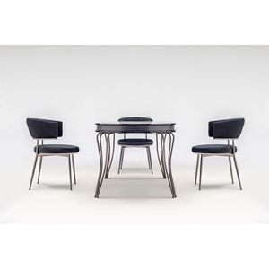 Juego de Mesa de Comedor Ovalado Moderno y Minimalista de 6 Piezas con Patas de Hierro, Muebles Duraderos para el Hogar - Product Image 3