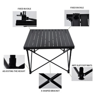 Table de camping pliable légère et moderne en aluminium avec pieds télescopiques, mini table de cuisine portable pour l'extérieur