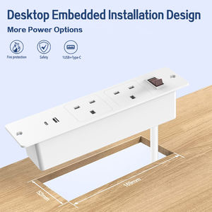 Tira de alimentación de plomo de extensión Enchufe británico con cable de 3,5 m y toma de corriente montable en pared 2USB tipo C 13A <span class=keywords><strong>oculta</strong></span> en el escritorio de los muebles - Product Image 3