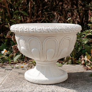 Maceta de Arte de resina <span class=keywords><strong>romana</strong></span> Vintage única de 10 pulgadas-urna artesanal antigua, jarrón de pedestal decorativo para interior/exterior, resina Ideal - Product Image 3