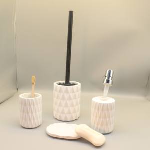 Ensemble de salle de bain moderne en béton avec distributeur et support de <span class=keywords><strong>savon</strong></span> en résine au design élégant pour la maison Accessoire de toilette unique - Product Image 6