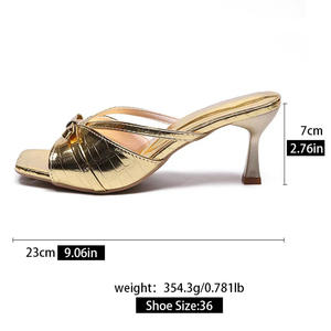 Nouvelles Sandales Sexy à Talons Hauts pour <span class=keywords><strong>Femme</strong></span>, avec Double Bride Supérieure en V, Bride Fixe en V, Petit Nœud Unique et <span class=keywords><strong>Talon</strong></span> Carré A-HA-04 - Product Image 5