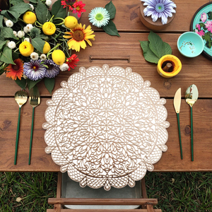 Mantel Individual de flores acolchado de Metal de vinilo de PVC personalizado, manteles individuales de lujo, manteles individuales de boda, decoraciones de mesa - Product Image 1