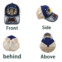 Gorra de camionero de lona personalizable con patrón metálico 3D de herradura, estilo vaquero mexicano, étnico, occidental, único y a la moda, con malla, para exteriores y playa