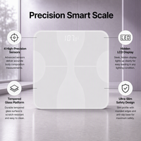 Pèse-personne numérique intelligent 180 kg en verre avec écran LCD, moniteur de teneur en eau et synchronisation via l'application 4.0