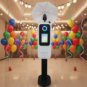 Photobooth portable rond pour iPad, coque en aluminium, photobooth selfie DSLR avec valise de transport pour les mariages, les fêtes, les événements, la <span class=keywords><strong>location</strong></span>, les entreprises - Product Image 1