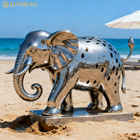 Grande statue d'éléphant en métal et acier inoxydable Sculpture décorative d'extérieur Sculpture d'éléphant abstraite