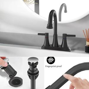 Vendita calda OEM in acciaio inox doppio manici lavabo rubinetto nero 4 "centrotavola bagno miscelatore rubinetto lavabo con scolapiatti - Product Image 5