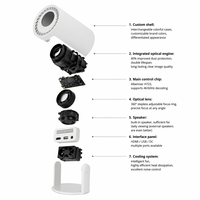 Projecteur intelligent Android 14 OS LED vidéo 200 ANSI Lumens 1280x720P HD natif avec prise en charge BT 5.2 et WiFi6 double bande, décodage H-E-V-C