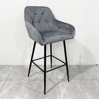 Tabourets de bar modernes et robustes avec coussin moelleux, durables, pour cuisine commerciale, en métal et tissu velours, avec accoudoirs, pour extérieur et bar à domicile