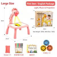 Grande table de projection pour enfants avec motif cerf de dessin animé pour diapositives, gribouillage, dessin et écriture, 5 à 7 ans