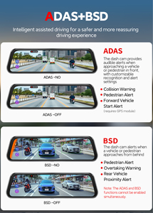 מצלמת דרך Carlover AI Dashcam <span class=keywords><strong>2K</strong></span> ADAS BSD WIFI עם מראה אחורית, שלוש מצלמות (קדמית, פנימית ואחורית) לרכב, עם <span class=keywords><strong>DVR</strong></span>. - Product Image 4