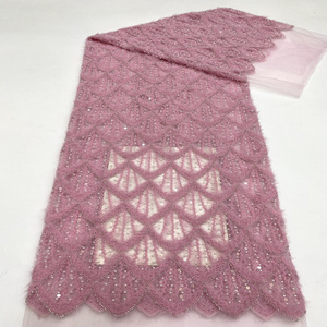 Cordón peludo + cuentas + bordado de lentejuelas, vestido sencillo, ropa infantil, zapatos, bolsos, sombreros, tela <span class=keywords><strong>con</strong></span> bordado de cuentas - Product Image 1