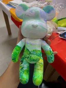 Urso fluido branco embrião atacado brinquedos artesanais DIY ornamento de urso fluido artesanato criativo em resina ornamento de urso fluido