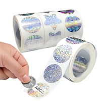 Haute qualité 25mm rond holographique Laser à gratter autocollants étiquettes auto-adhésives rouleau pour billets jeux promotionnels