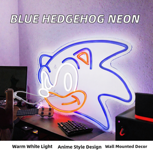Luci al Neon a Forma di <span class=keywords><strong>Riccio</strong></span> Blu di Tendenza 2026, Estetiche, con Personaggio Anime, Luce Bianca Calda Dimmerabile per Decorazione Parete Sala Giochi - Product Image 2