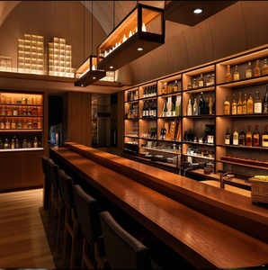 Barra de Sushi para Restaurante Japonés, Mostrador <span class=keywords><strong>Izakaya</strong></span> de Madera Sólida Personalizado, Iluminación LED, Vitrina de Pared para Vinos para <span class=keywords><strong>Bar</strong></span> Japonés - Product Image 1