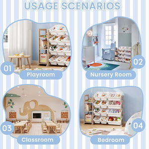 Étagère <span class=keywords><strong>de</strong></span> rangement pour jouets et livres pour enfants en bois massif avec logo personnalisé, organiseur <span class=keywords><strong>de</strong></span> jouets avec bacs <span class=keywords><strong>de</strong></span> rangement pour salle <span class=keywords><strong>de</strong></span> jeux - Product Image 3