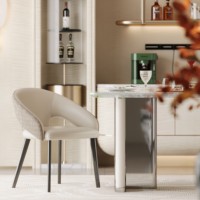 Ensemble de table et chaises de salle à manger de luxe moderne avec plateau en pierre frittée et pieds en cuir pleine fleur pour usage hôtelier