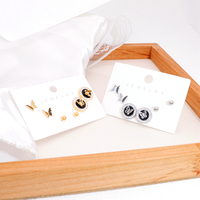 Mode luxe célèbre marque populaire bijoux en acier inoxydable plaqué or papillon tendance charme Couple boucles d'oreilles ensembles cadeaux