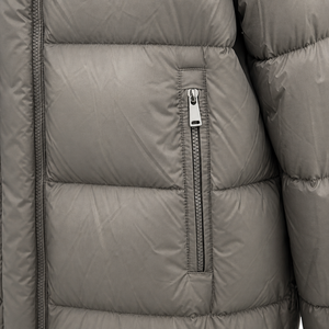 Manteau long à capuche unisexe pour femme, en nylon, couleur unie, style minimaliste, fermeture éclair, rembourrage épais, vêtements d'extérieur - Product Image 5